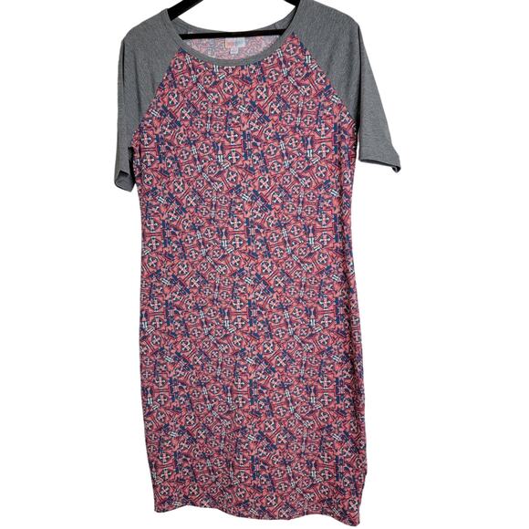 Lu LaRoe Raglan Sleeve T Shirt Dress large Sheath Short Sleeve SZ Large EUC - Picture 1 of 5